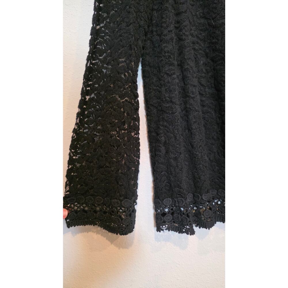 HANNAH Black Floral Lace Top M - Layered Sheer Boho Romantic Rose Blouse - Picture 3 of 5